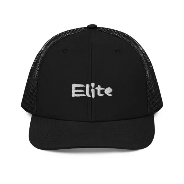 White on Black Elite Trucker Cap - Image 7