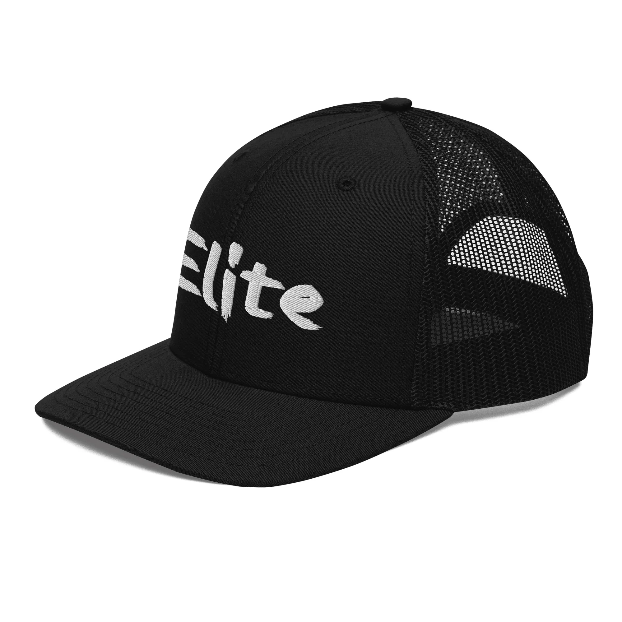 White on Black Elite Trucker Cap - Image 2