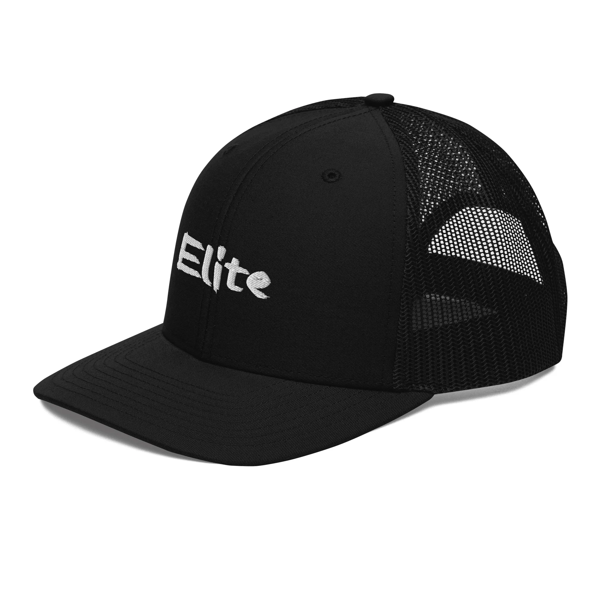White on Black Elite Trucker Cap - Image 8