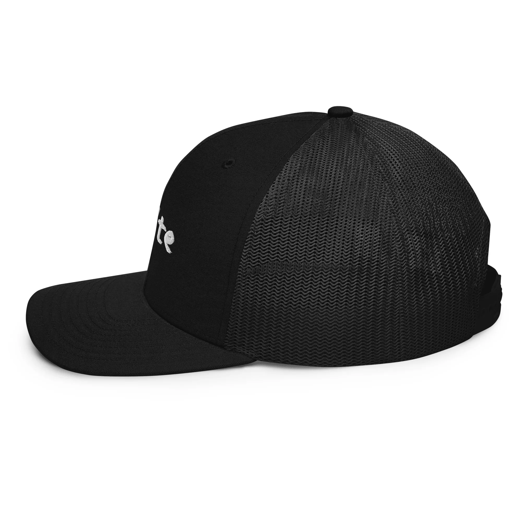 White on Black Elite Trucker Cap - Image 9