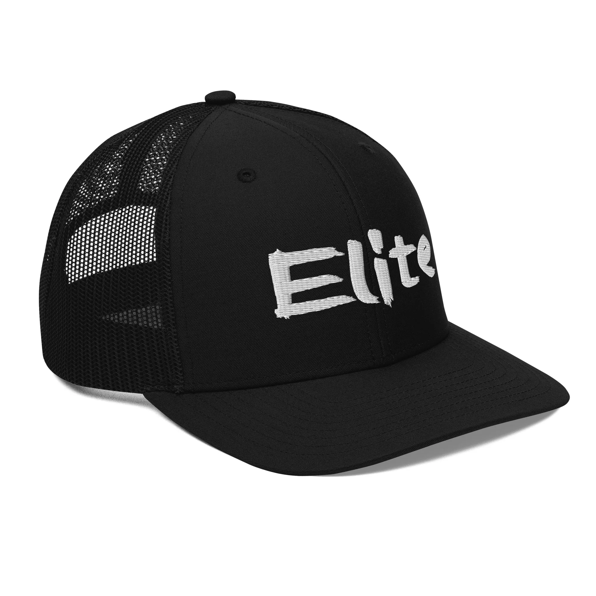 White on Black Elite Trucker Cap - Image 4